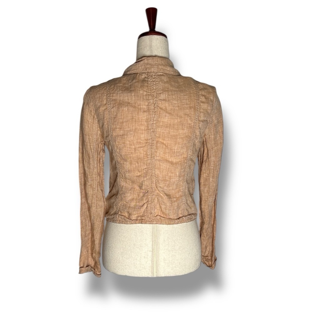 Lou & Gray Orange Linen Asymmetrical Zip Moto Jacket Size xS - Picture 3 of 6